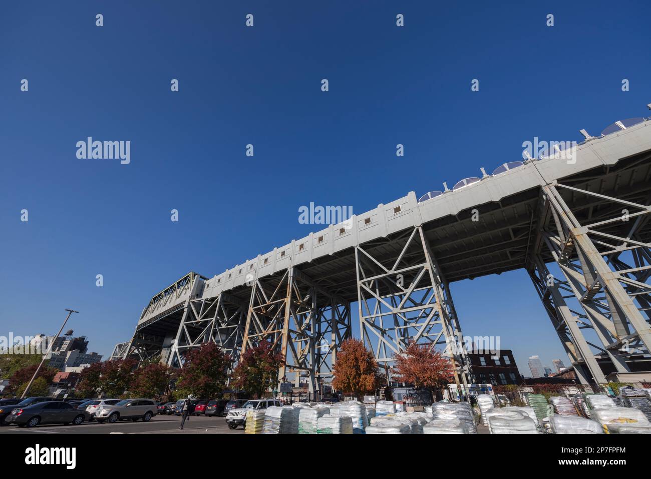 Smith-9 Streets Subway Station is placed on Elevated Railway track in ...