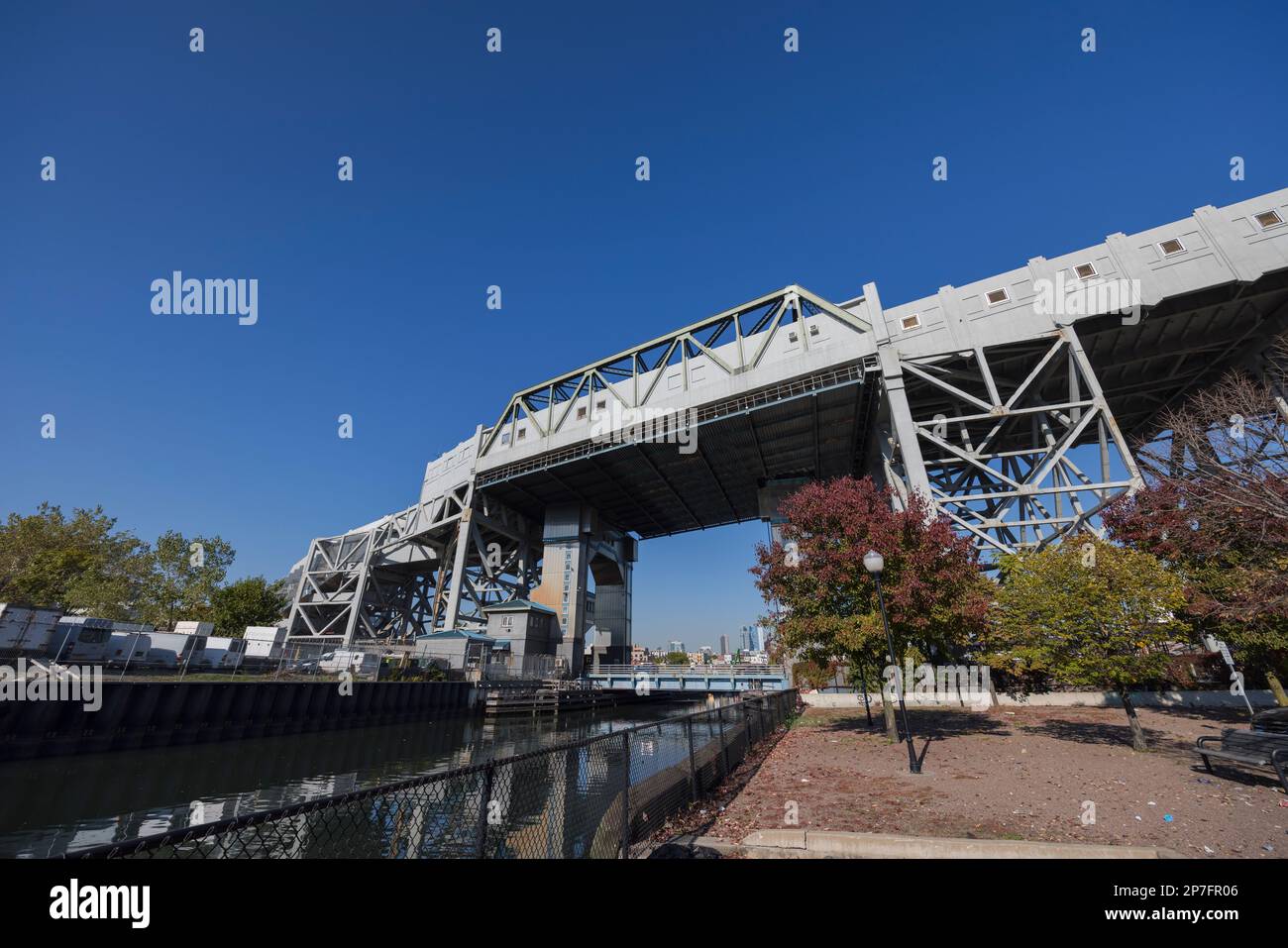 Smith-9 Streets Subway Station is placed on Elevated Railway track in ...