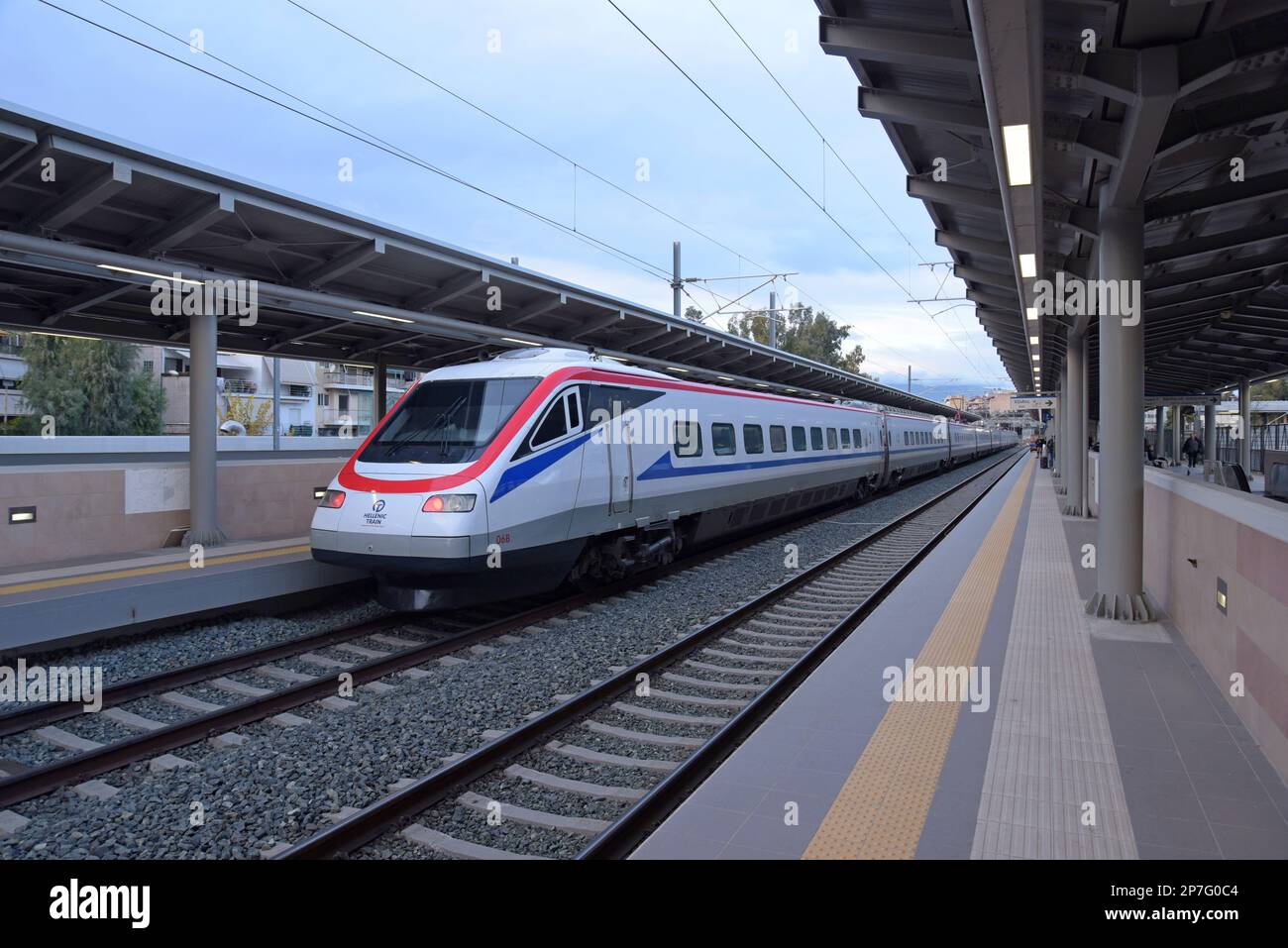 A ETR 470 High Speed electric inter city train at Athens Central Station, operating a service between Athens and Thessaloniki, Greece - Stock Image