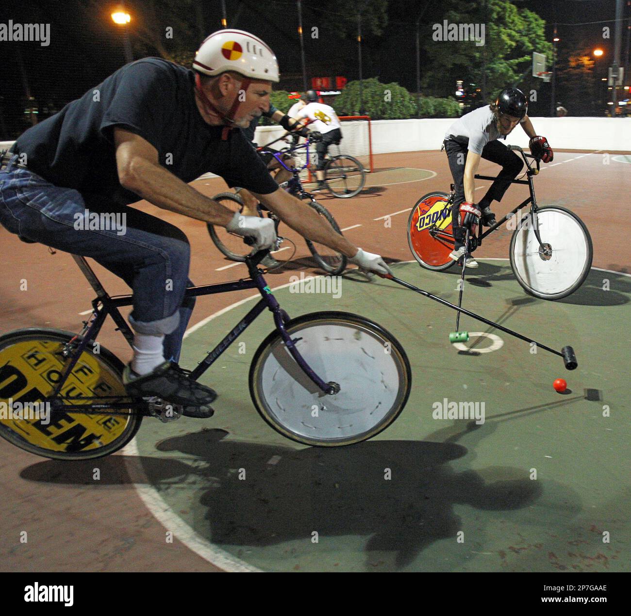 Jon Blake, left, and Peter Brown, right, battle for the ball during a