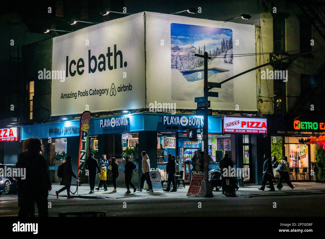 A billboard in the Chelsea neighborhood of New York promotes Airbnb