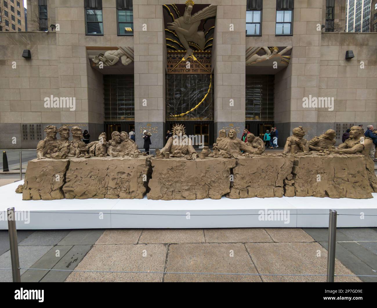 ArtistsÕ proof of Òlast supperÓ (2014) by Urs Fischer on display in Rockefeller Plaza in New York on Thursday, March 2, 2023. The sculpture of cast bronze and stainless steel armature is being auctioned by ChristieÕs auction house on March 9. The work is from the collection of Adam Lindemann. (©ÊRichard B. Levine) Stock Photo