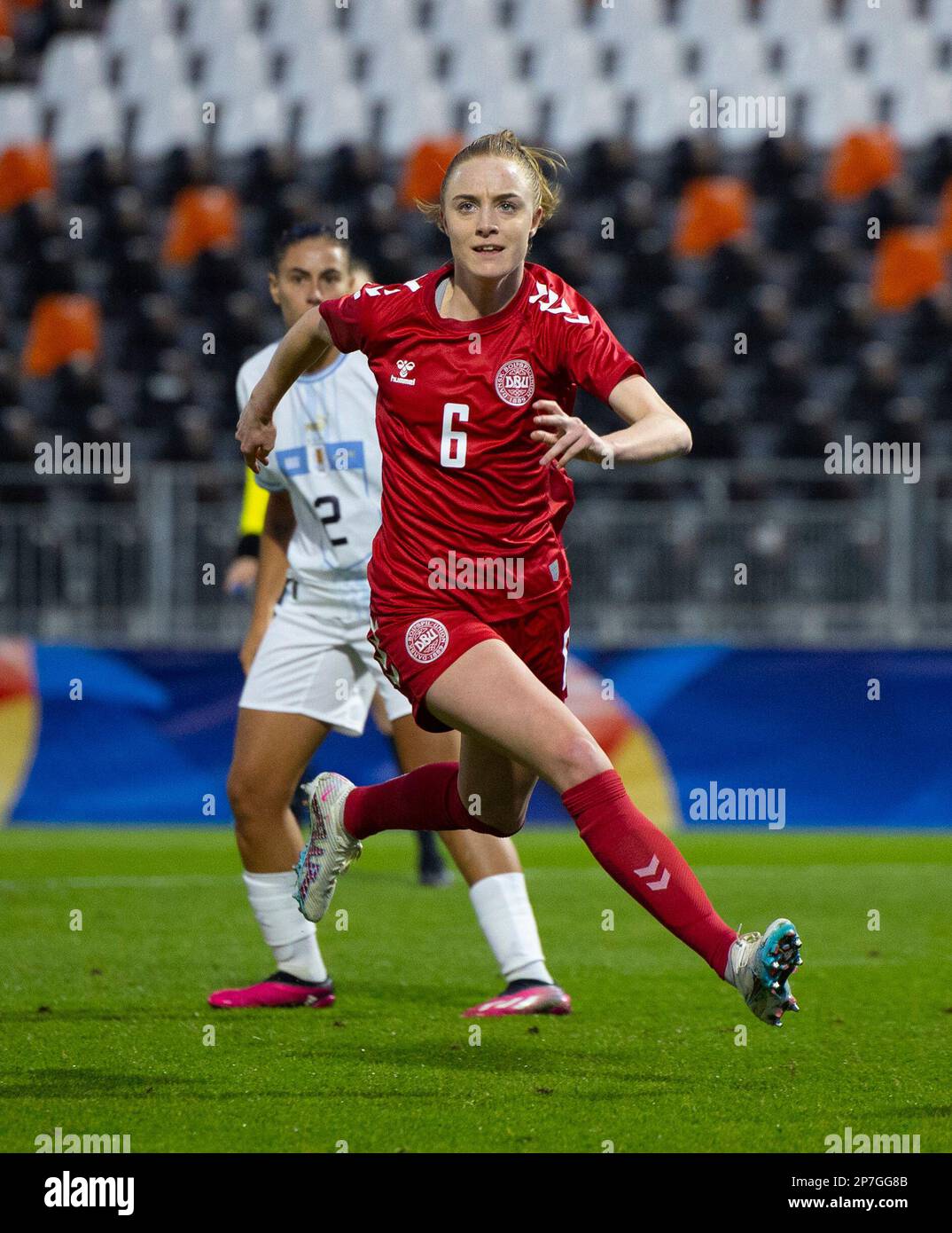 Laval, France, February 21st 2023: Karen Holmgaard (6 Denmark) in action during the International friendly football match between Denmark and Uruguay at Stade Francis Le Basser in Laval, France  (James Whitehead / SPP) Stock Photo