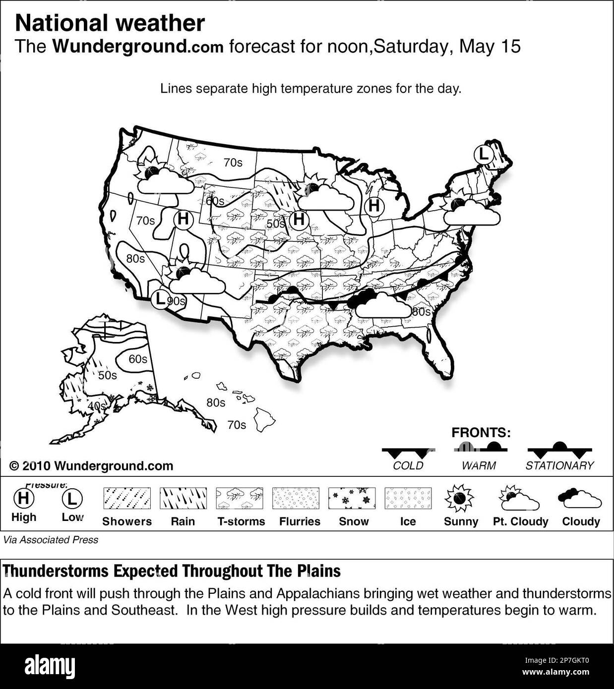 The Weather Underground forecast for Saturday, May 15, 2010, shows a