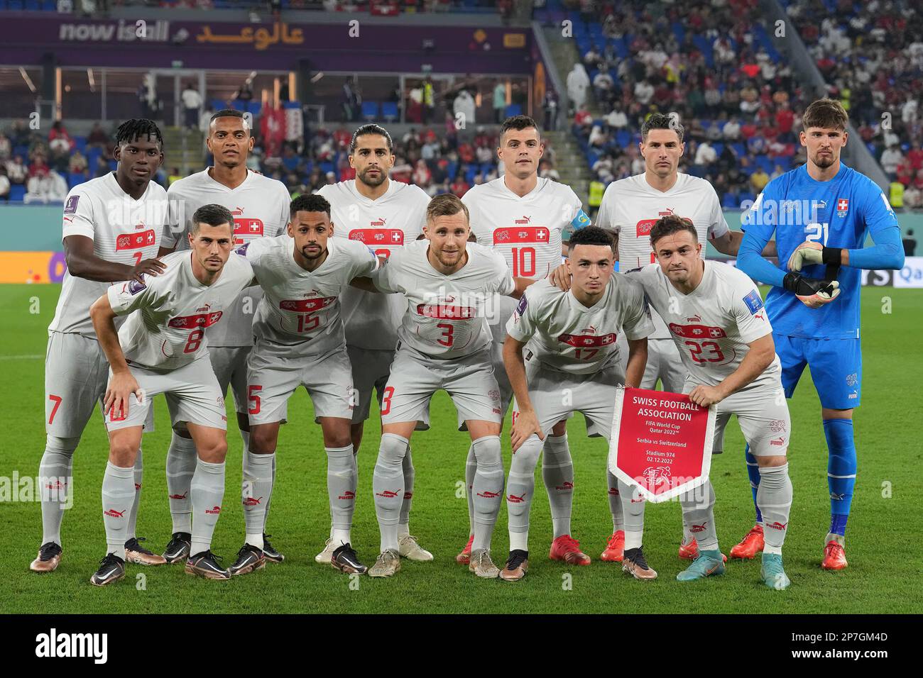 Doha, Qatar. 02nd Dec, 2022. Team Switzerland pose for a group photo during the FIFA World Cup Qatar 2022 match between Serbia and Switzerland at Stadium 974. Final score; Serbia 2:3 Switzerland. (Photo by Grzegorz Wajda/SOPA Images/Sipa USA) Credit: Sipa USA/Alamy Live News Stock Photo