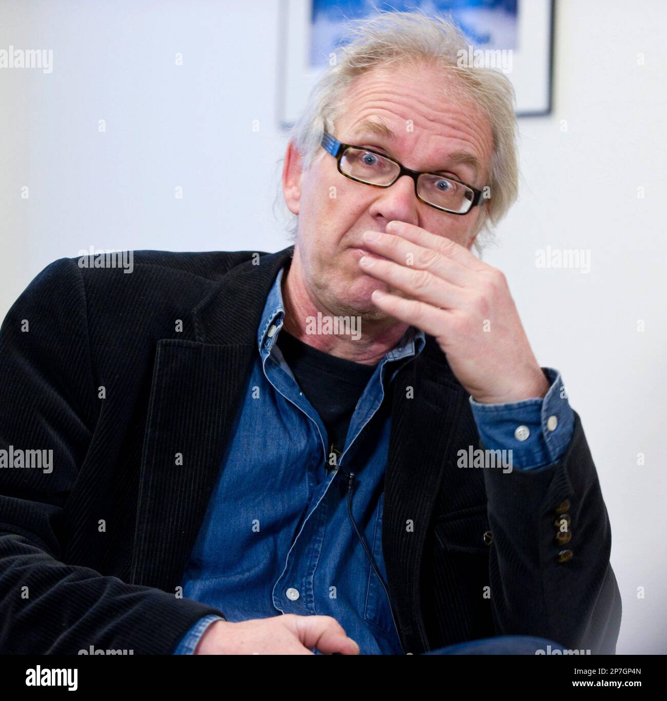 File - Swedish artist Lars Vilks talks during an interview with the ...