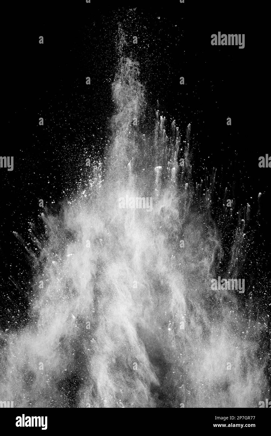 White powder explosion clouds.Freeze motion of white dust particles