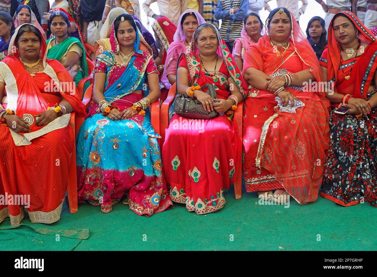 LAKHERI, INDIA, November 7, 2017 : Traditionaly dressed women during Lakheri festival, a part of Bundi Utsav, a remarkable cluster of traditional art, Stock Photo