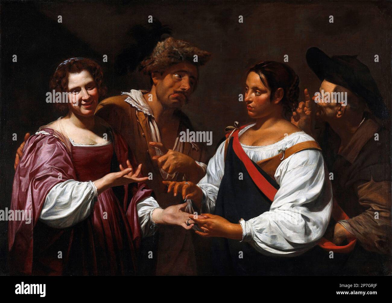 The Fortune Teller by Simon Vouet (1590-1649), oil on canvas, c. 1620 Stock Photo