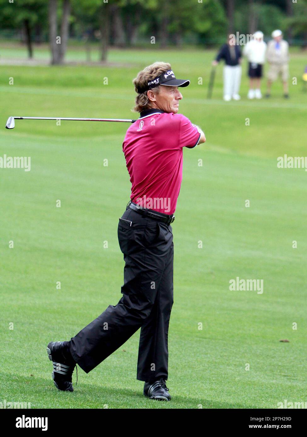 Bernhard Langer hits his approach during the first round of the Mississippi  Gulf Resort Classic golf tournament on Friday, April 30, 2010, in Saucier,  Miss. (AP Photo/Sun Herald, Amanda McCoy) ** MANDATORY