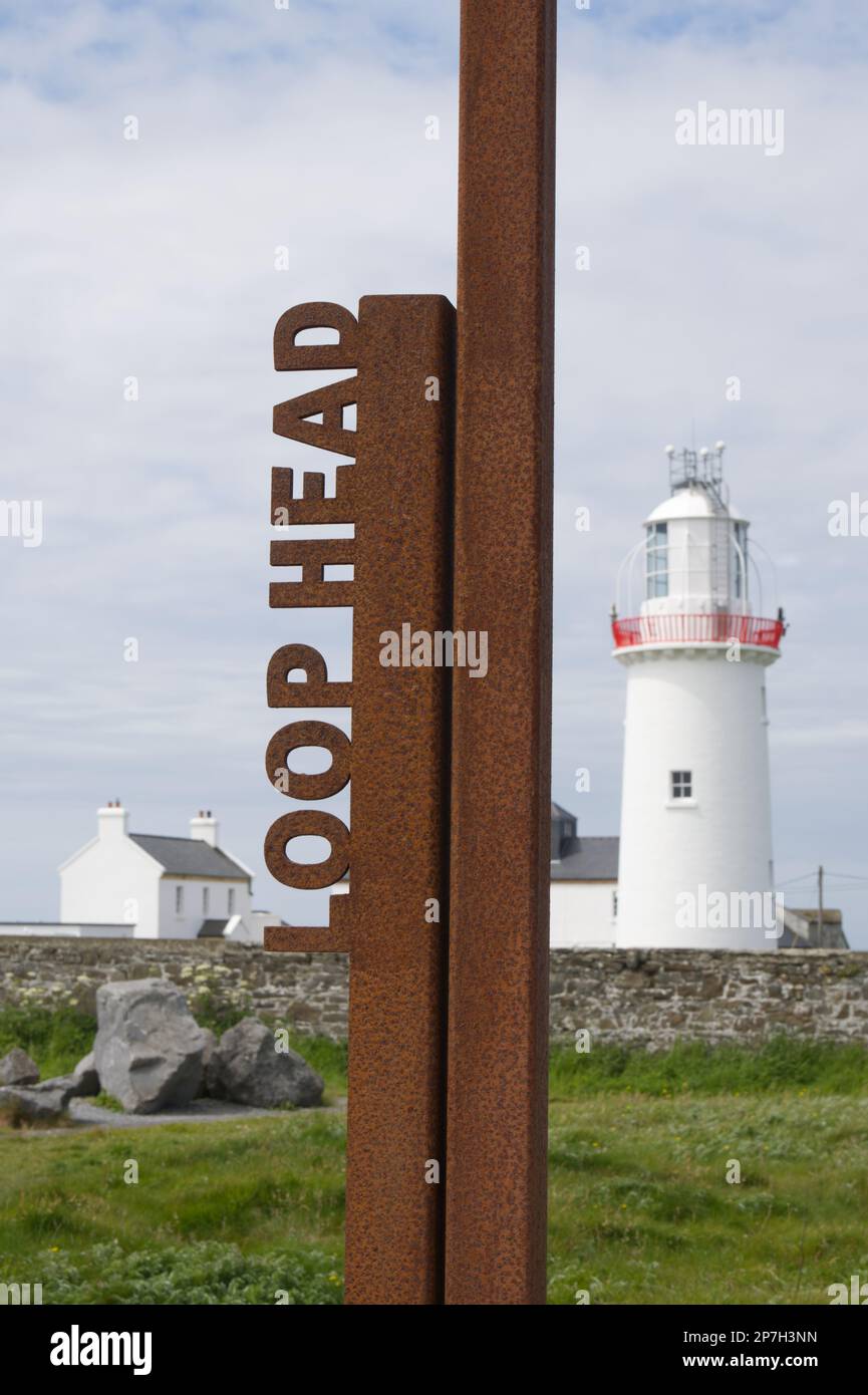 Wild Atlantic Way discovery point sign at Loop Head Lighthouse EIRE Stock Photo Alamy