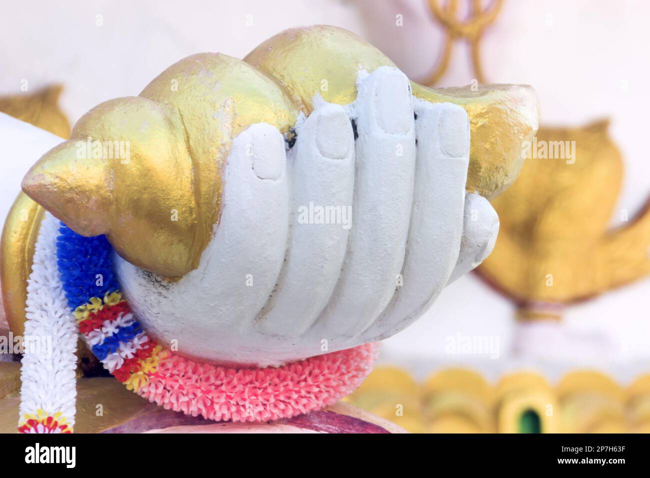 Elements of Thai Temple sculpture dragon, threefaced janus, samsara