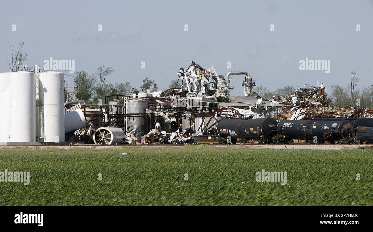 In this April 24, 2010 photo, damage is shown after a Tornado tore