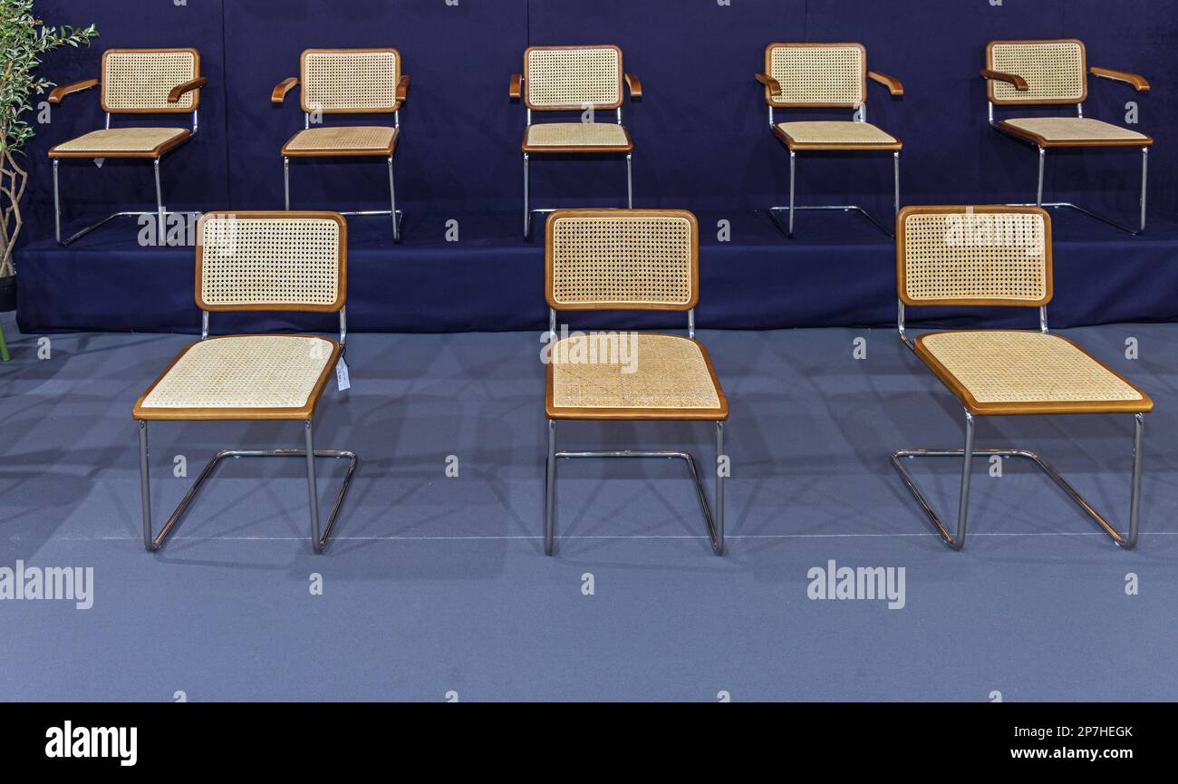 Rattan Wicker Bamboo Office Furniture Conference Chairs With Metal Legs