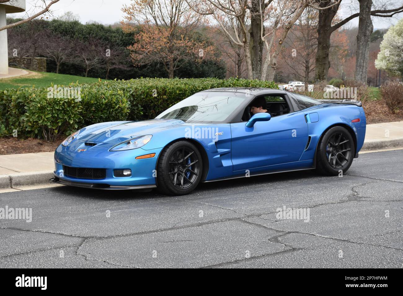 A ZR1 Supercharged C6 Corvette on display at a car show. Stock Photo
