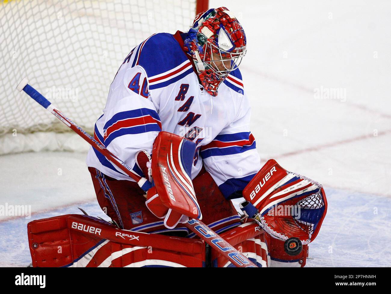 NHL player profile photo on New York Rangers' goalie Steve Valiquette during a recent game in