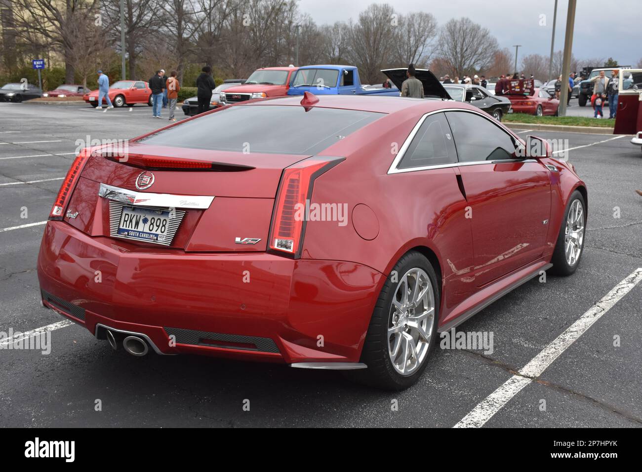 A Cadillac CTS V on display at a car show. Stock Photo