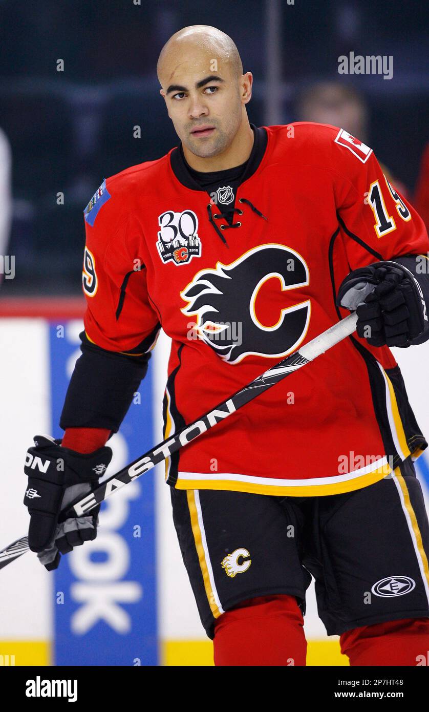NHL player profile photo on Calgary Flames' Jamal Mayers during a recent game in Calgary