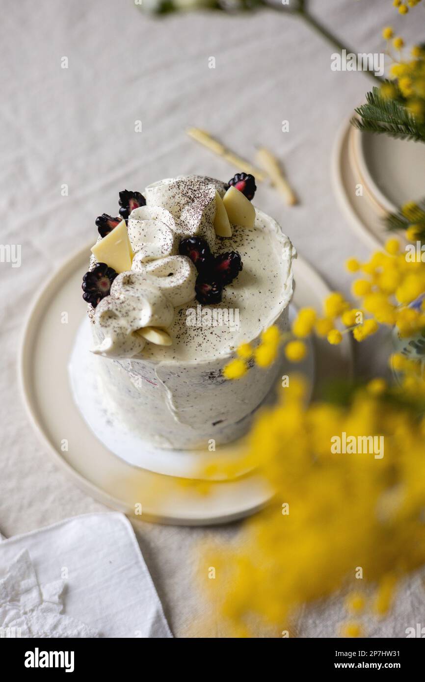 Layer Cake with Swiss Meringue Buttercream Stock Photo Alamy