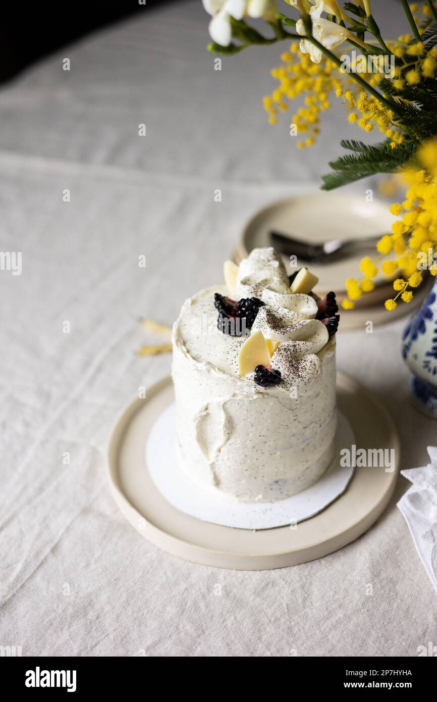 Layer Cake with Swiss Meringue Buttercream Stock Photo Alamy