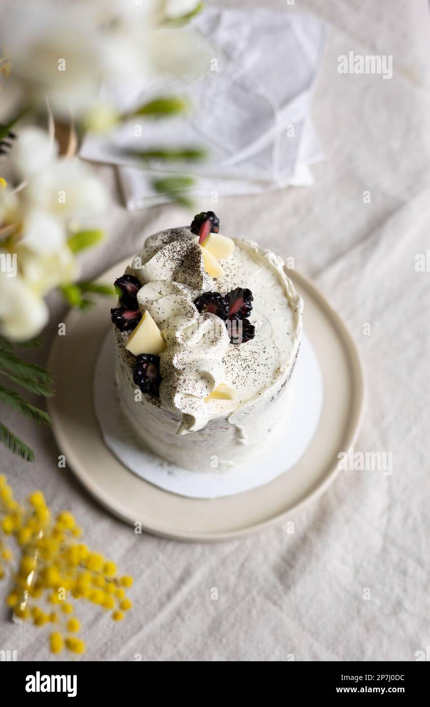 Layer Cake with Swiss Meringue Buttercream Stock Photo Alamy