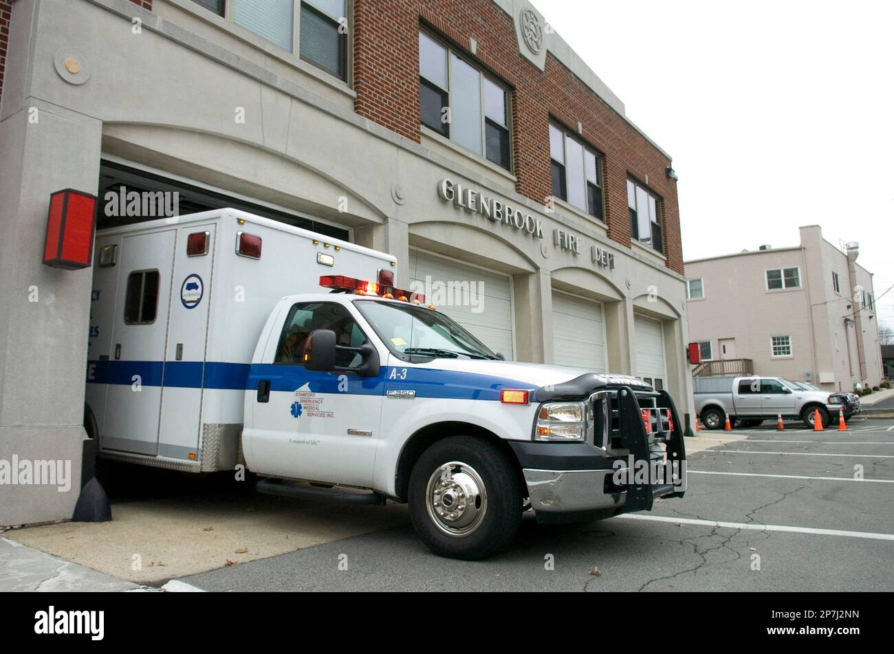 In this March 11, 2010 photo, a Stamford Emergency Services ambulance