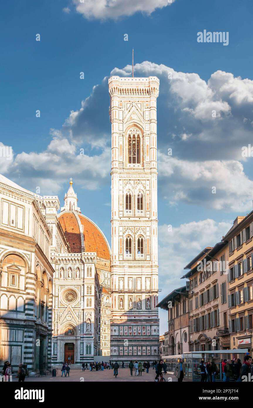The campanile and the cathedral Santa Maria del Fiore in Florence, Tuscany, Italy Stock Photo