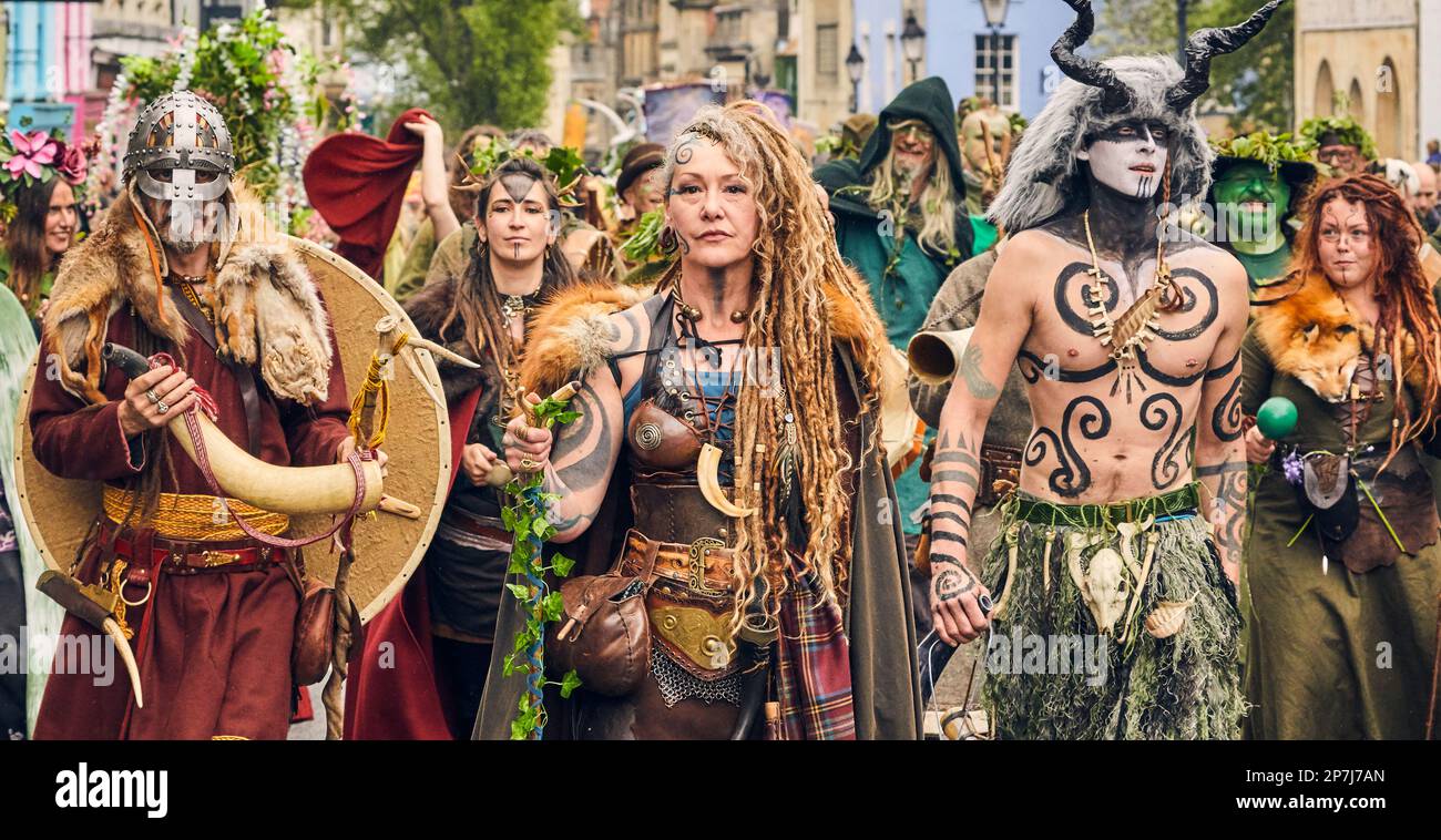 Beltane Celebrations in Glastonbury, Somerset Stock Photo Alamy