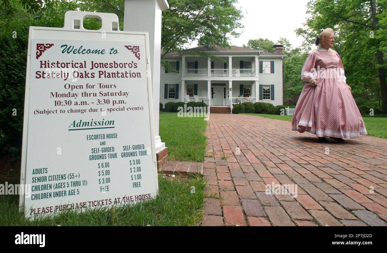 Historical Jonesboro docent Norma Fitzgerald (cq) walks on the grounds