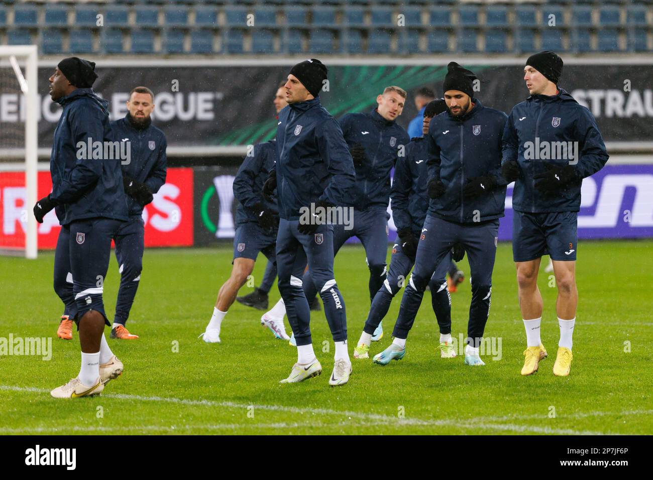 Basaksehir's players pictured in action during a training session of  Turkish soccer team Istanbul Basaksehir FK on Wednesday 08 March 2023 in  Gent. The team is preparing for tomorrow's game against Belgian