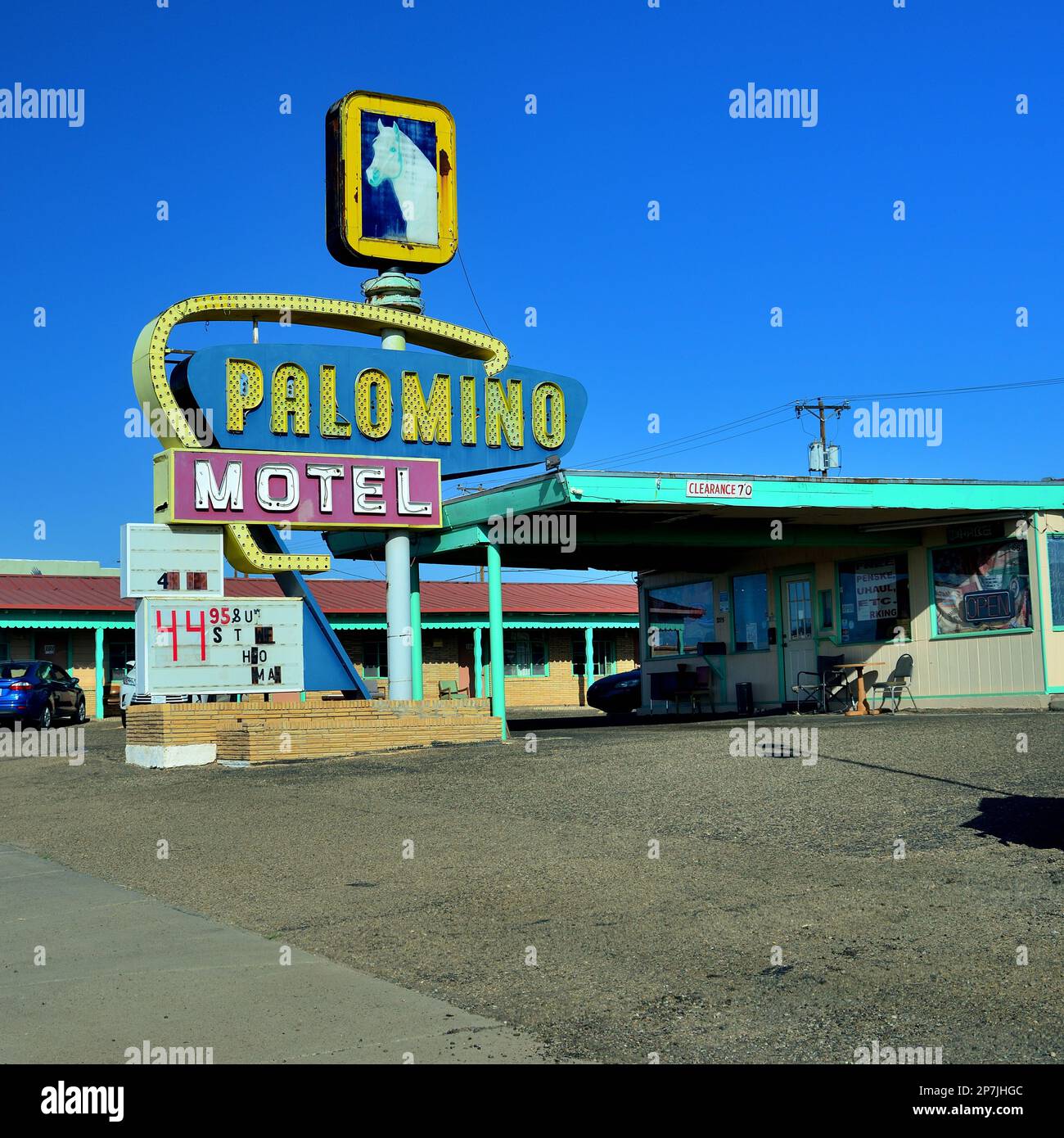 Palomino Motel, Tucumcari, New Mexico. Route 66 Travel. Stock Photo