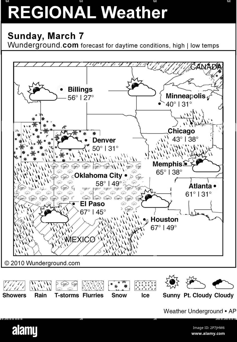 This is the Weather Underground forecast for Sunday, March 7, 2010 for