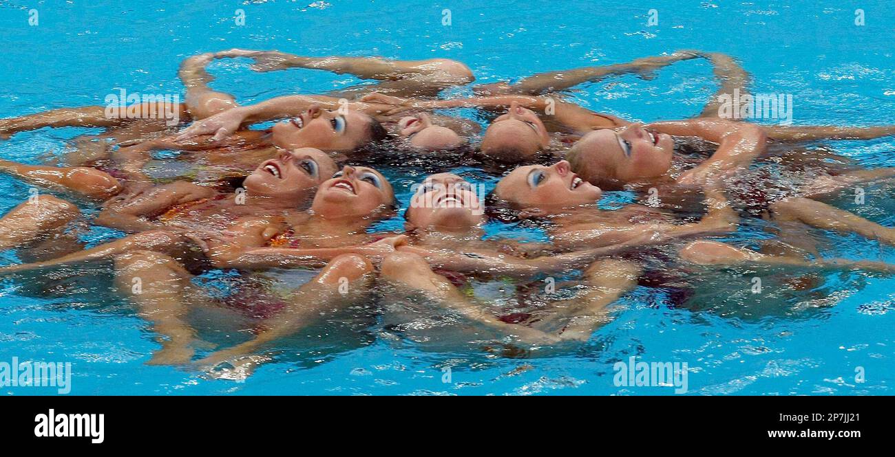 The USA team placed 5th in the synchronized swimming team event final at the 2008 Olympic games in Beijing, China on Saturday Aug