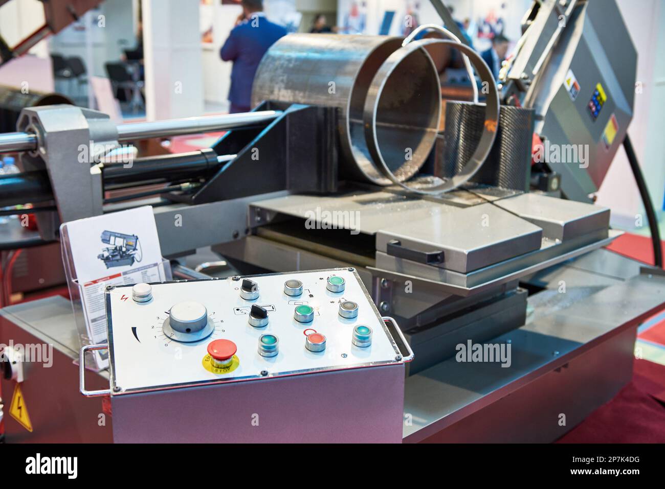 Automatic band saw with control panel Stock Photo Alamy