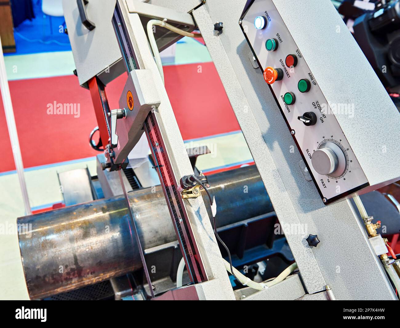 Automatic band saw with control panel Stock Photo Alamy