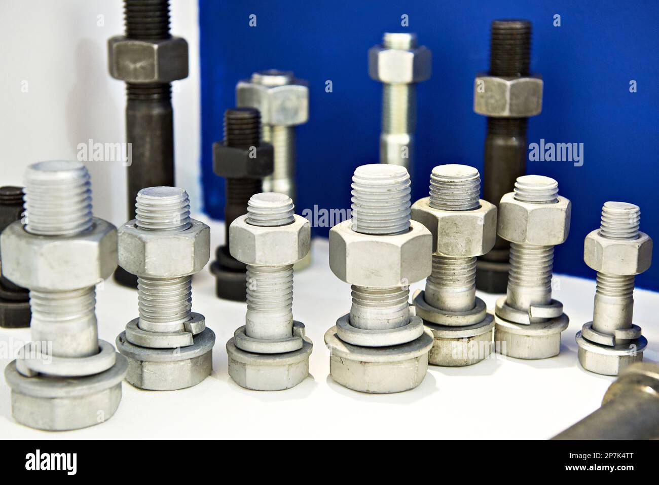 Bolts with nuts in set Stock Photo
