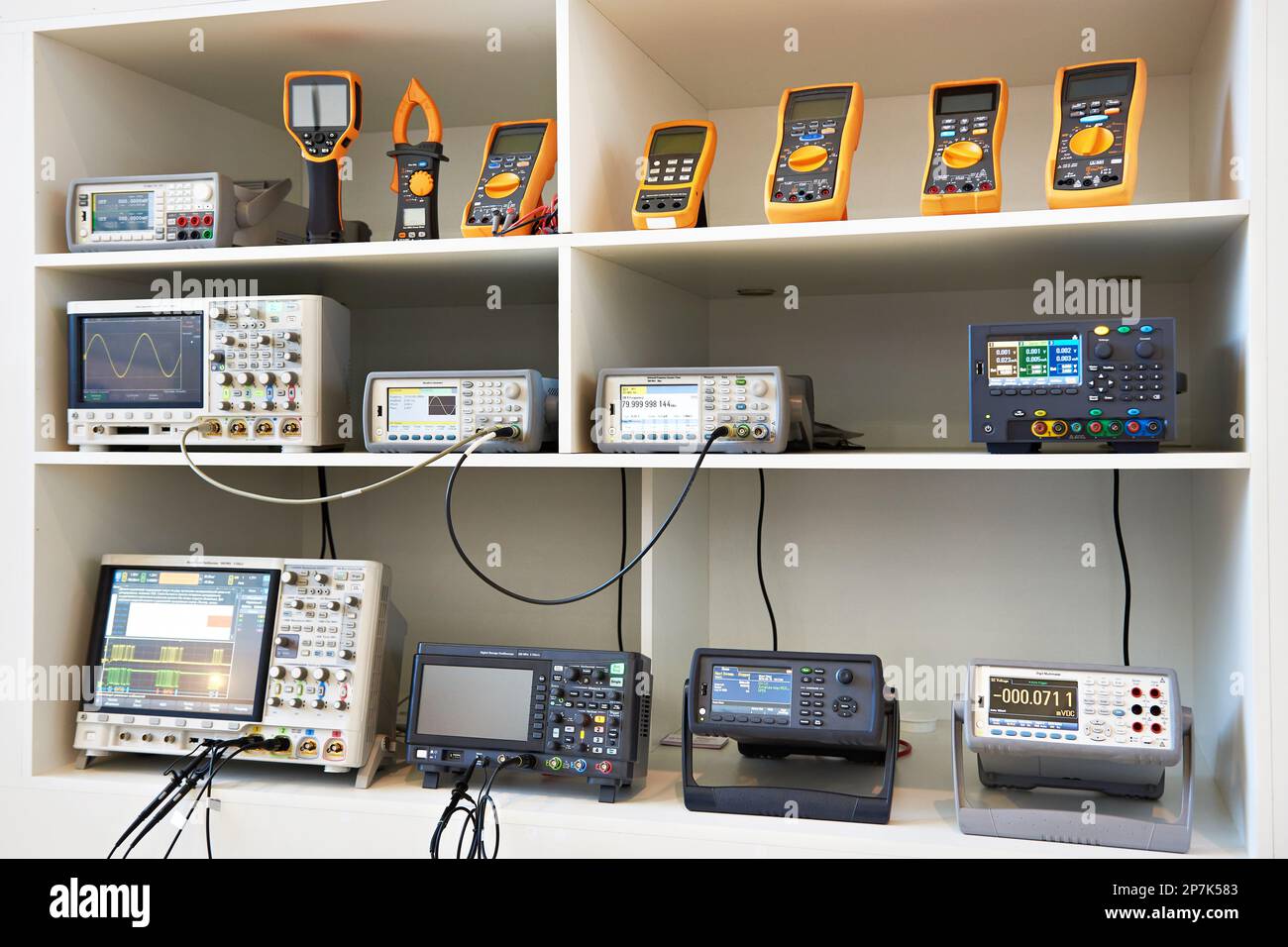 Electronic measuring devices of voltmeters and oscillographs in store