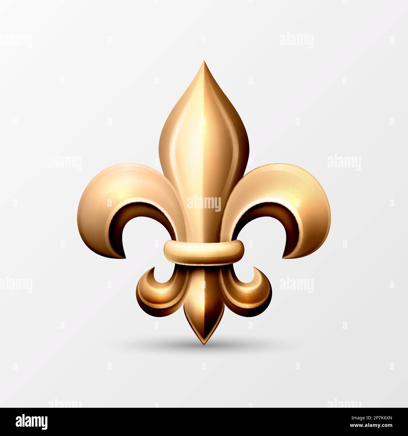 Vector 3d Realistic Golden Fleur De Lis Icon Closeup Isolated on White