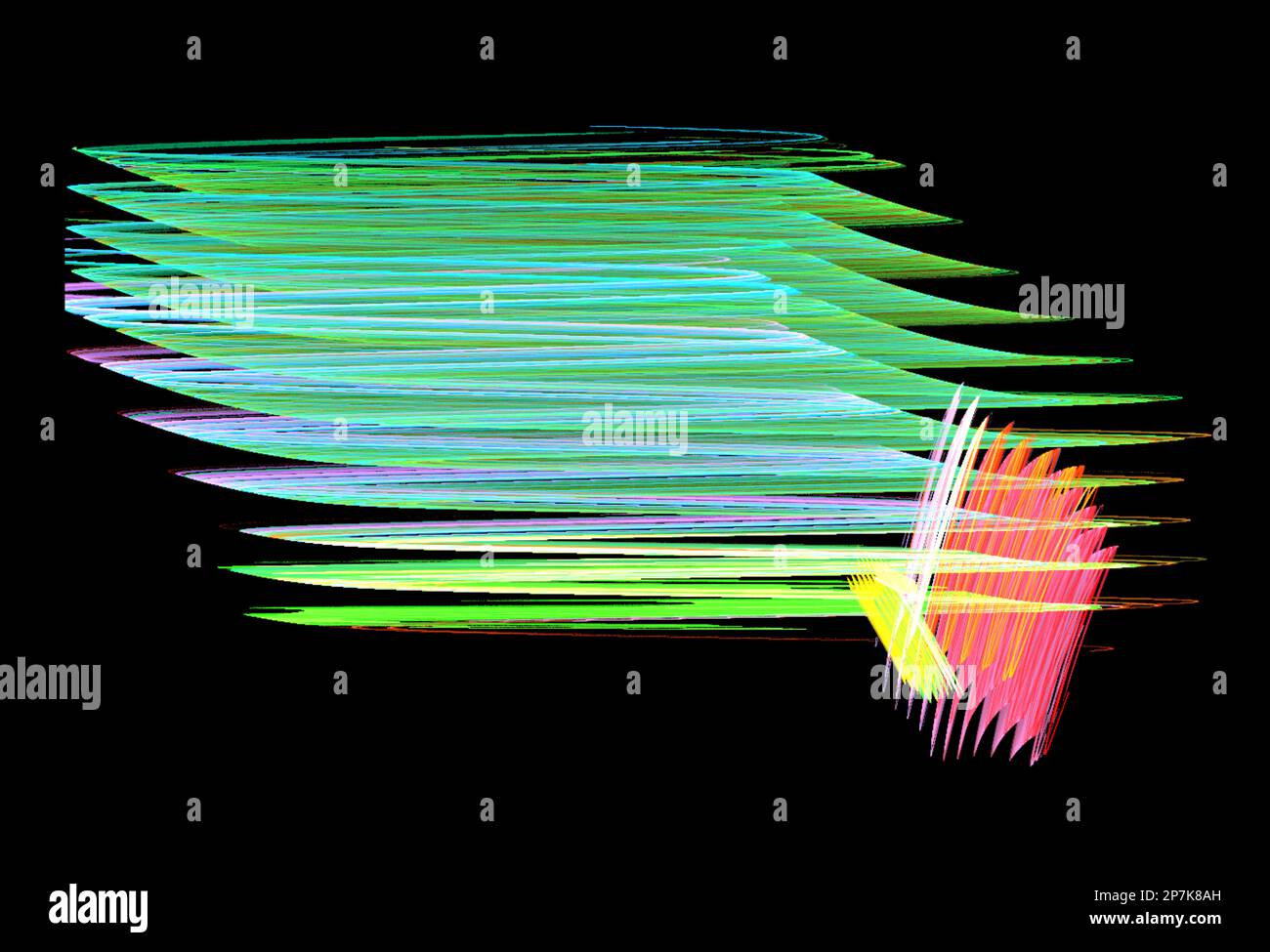 yellow and green abstract drawing on a black background, color digital graphics, design Stock