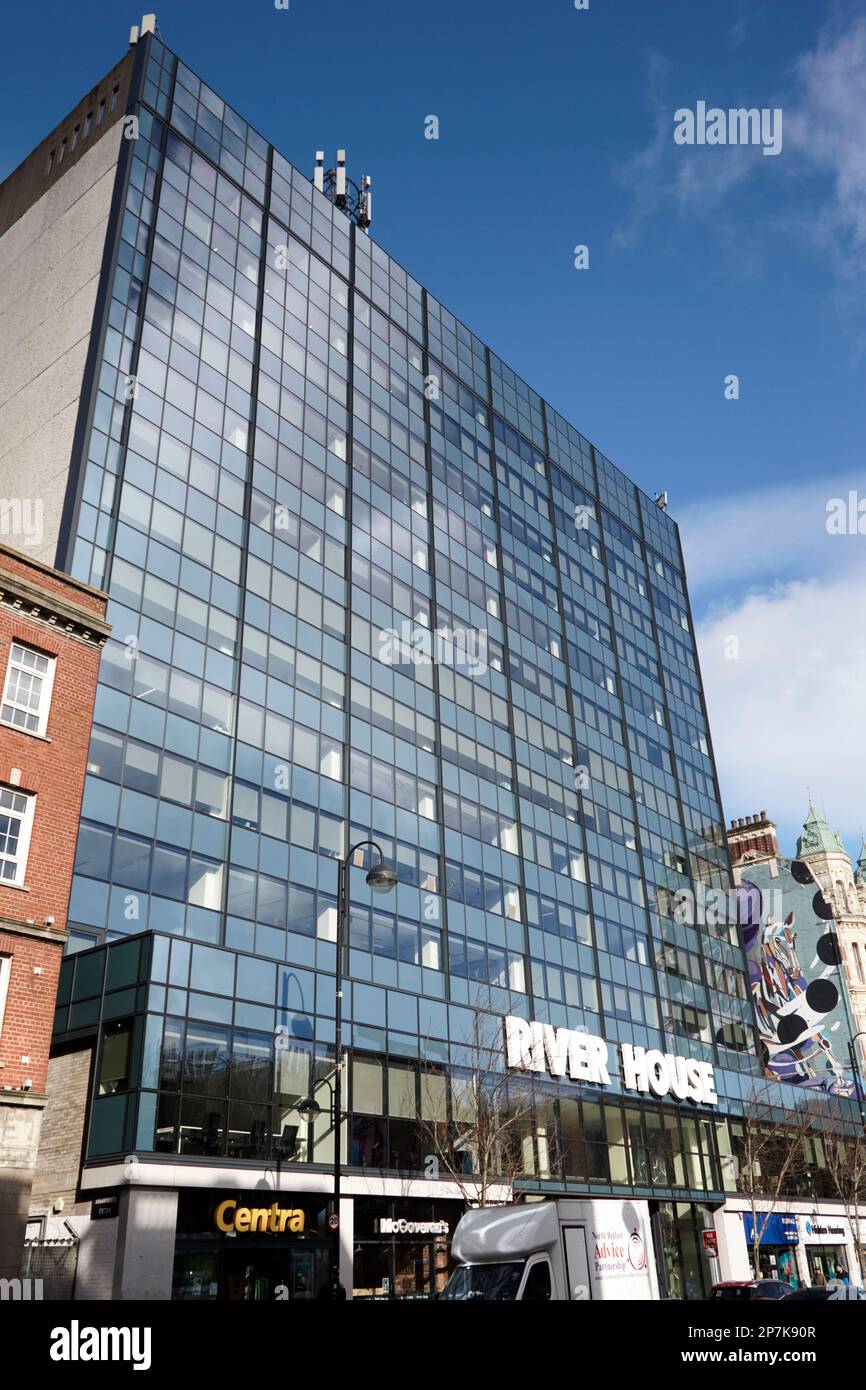 refurbished river house office building high street Belfast Northern Ireland UK Stock Photo