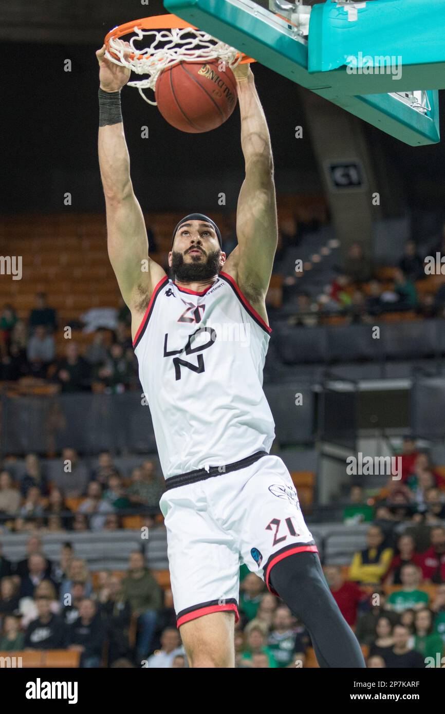 Wroclaw, Poland, March 8th, 2023. 7DAYS EuroCup: WKS Slask Wroclaw vs London Lions in Centennial Hall. Pictured: #20 Josh Sharma  © Piotr Zajac/Alamy Live News Stock Photo