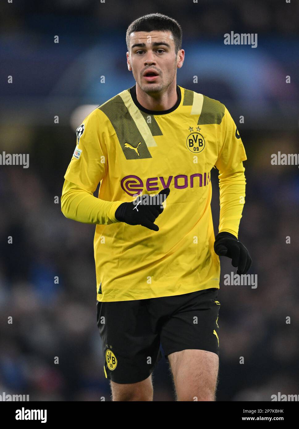 England, London, 07 March 2023 - Raphael Guerreiro of BVB Borussia Dortmund during the UEFA Champions League round of 16 leg two match between Chelsea Stock Photo