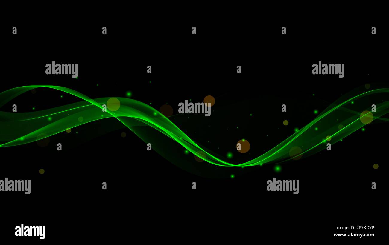 Abstract green wave with highlights on a black background Stock Vector ...