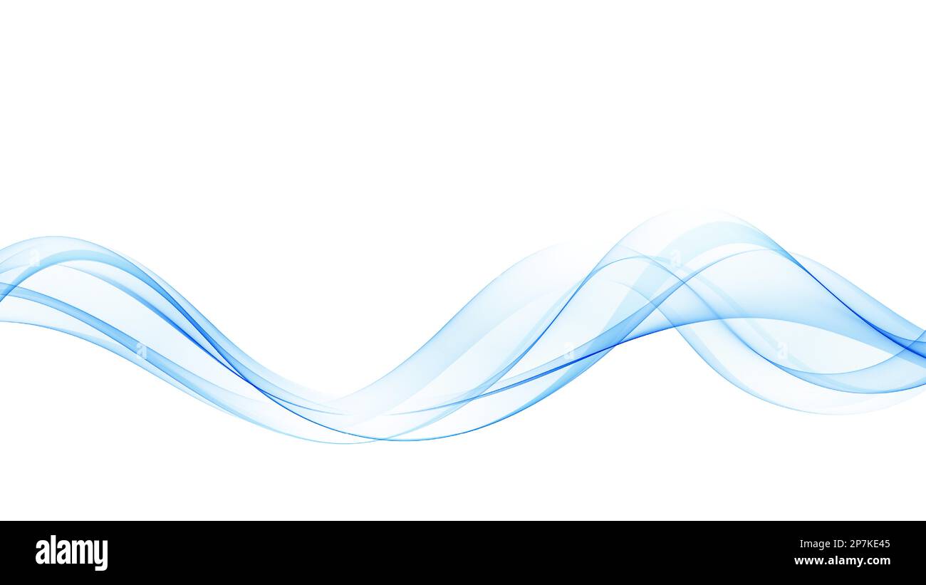 Abstract blue smooth wave lines, on a white background. Design element ...