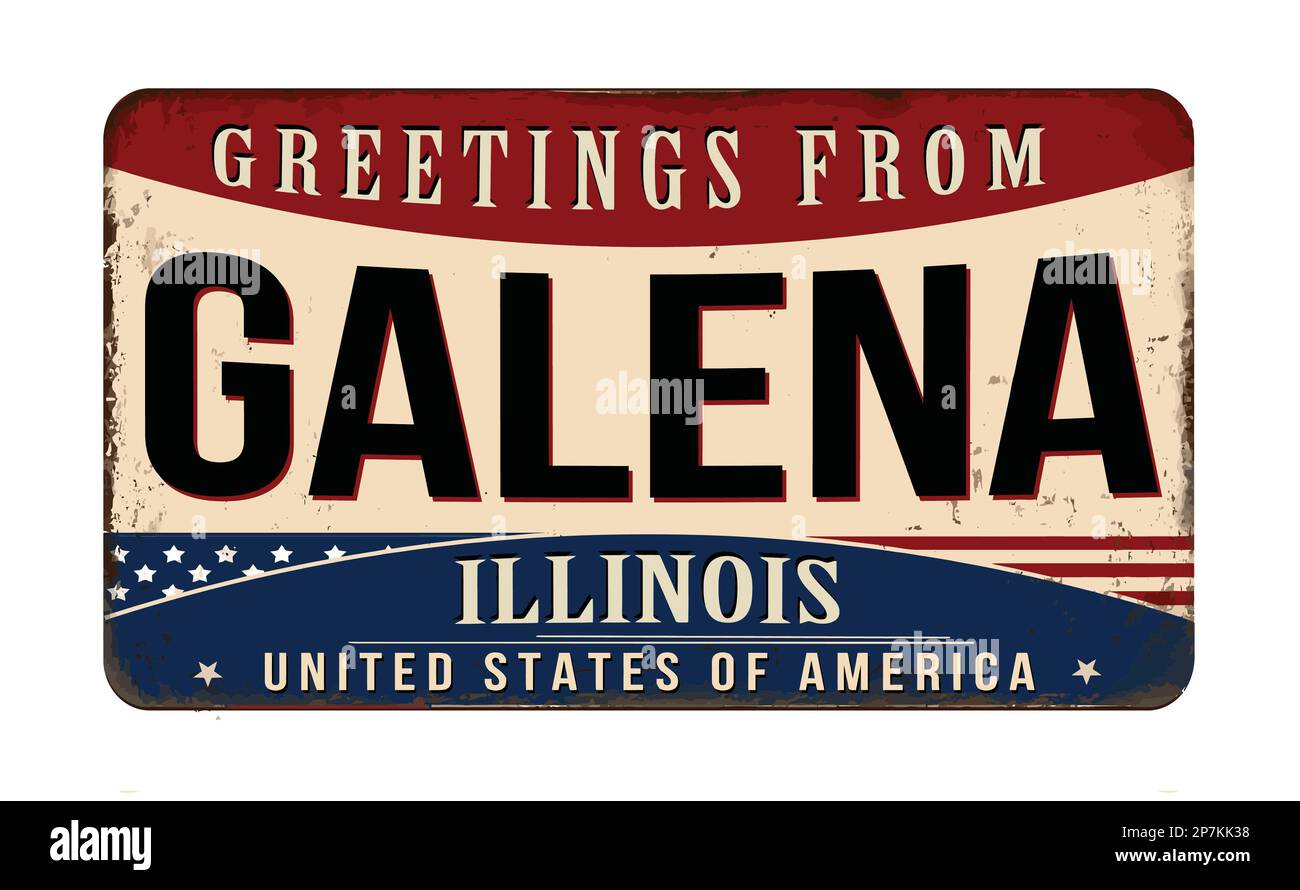 Greetings from Galena vintage rusty metal sign on a white background, vector illustration Stock Vector