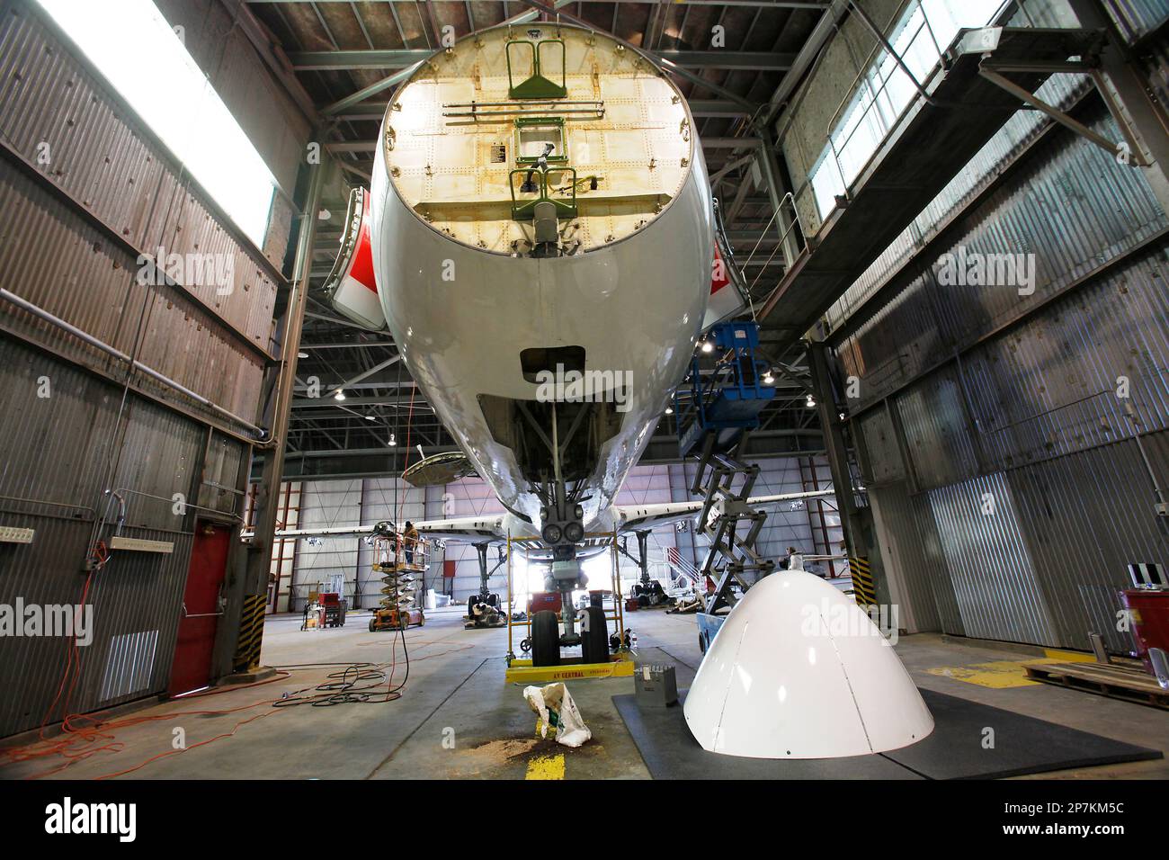 In this Jan. 11, 2010 photo, an aircraft undergoes maintenance at First
