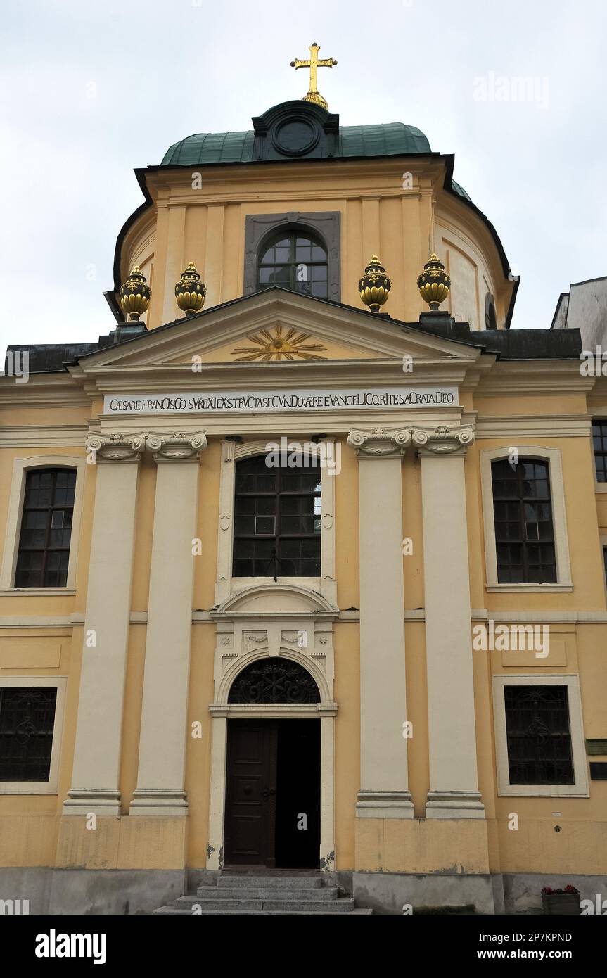 Evangelic church, Lutheran Church, Evanjelický kostol, Banská Štiavnica, Selmecbánya, Banská Bystrica region, Slovak Republic, Europe Stock Photo