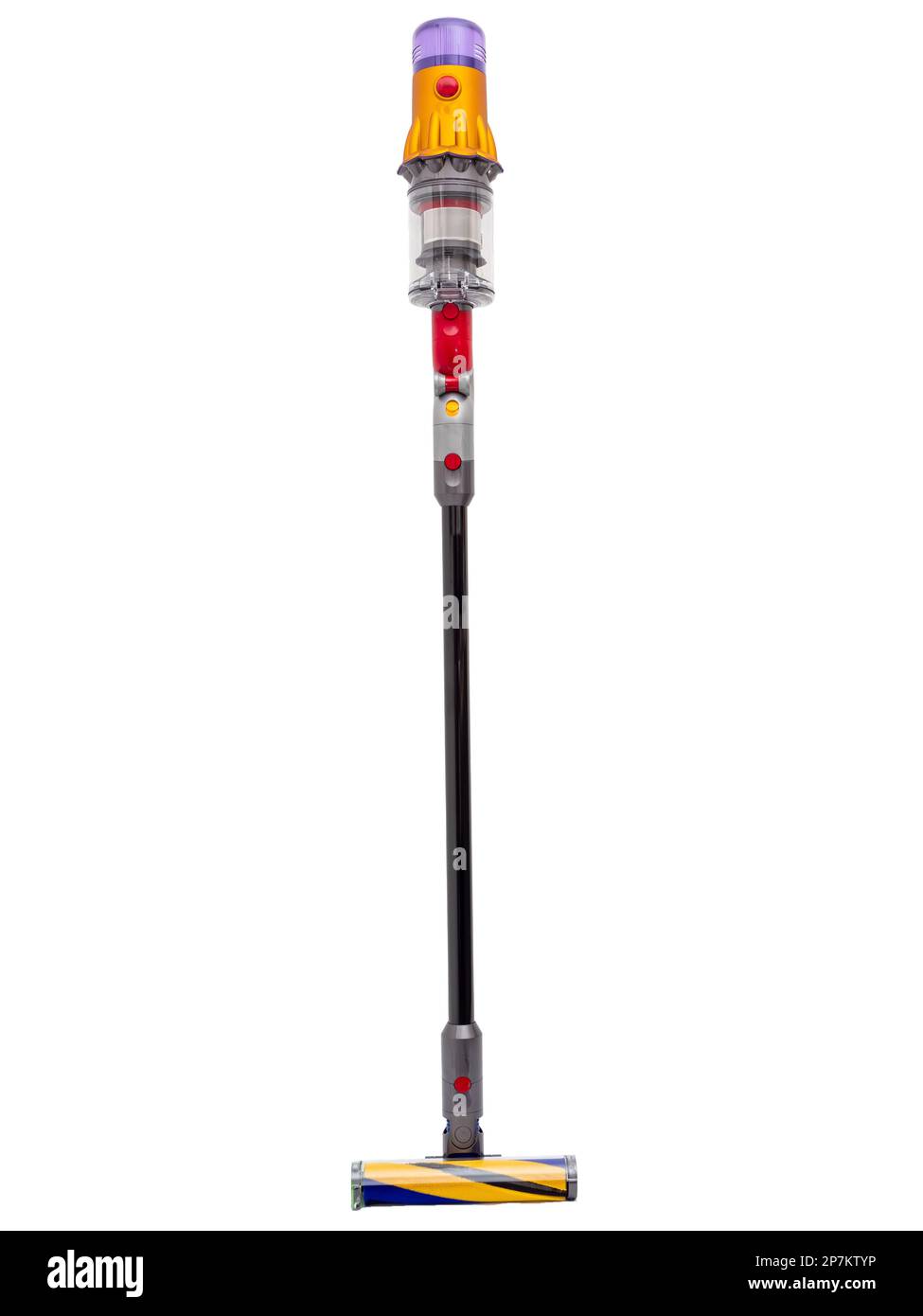 Modern cordless vacuum cleaner isolated on white background. Powerful