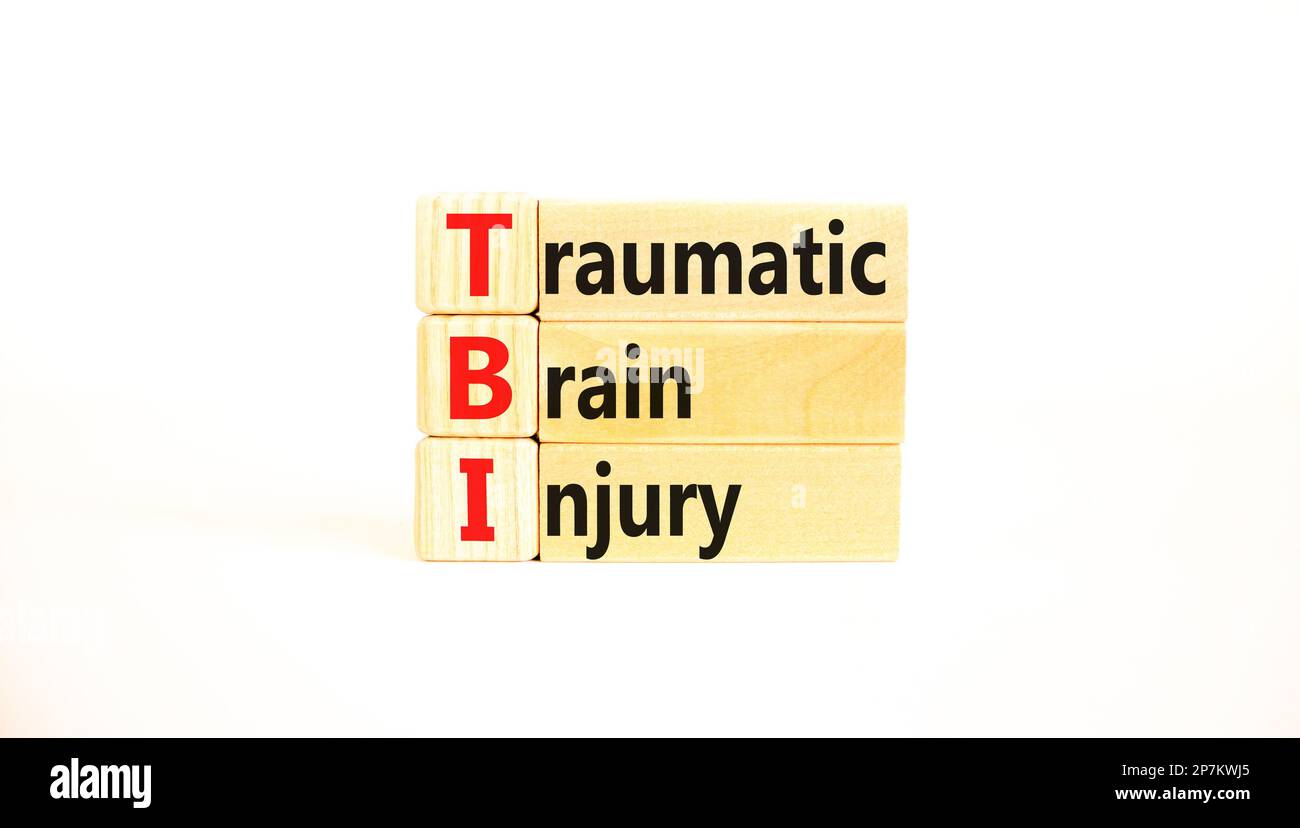 TBI traumatic brain injury symbol. Concept words TBI traumatic brain