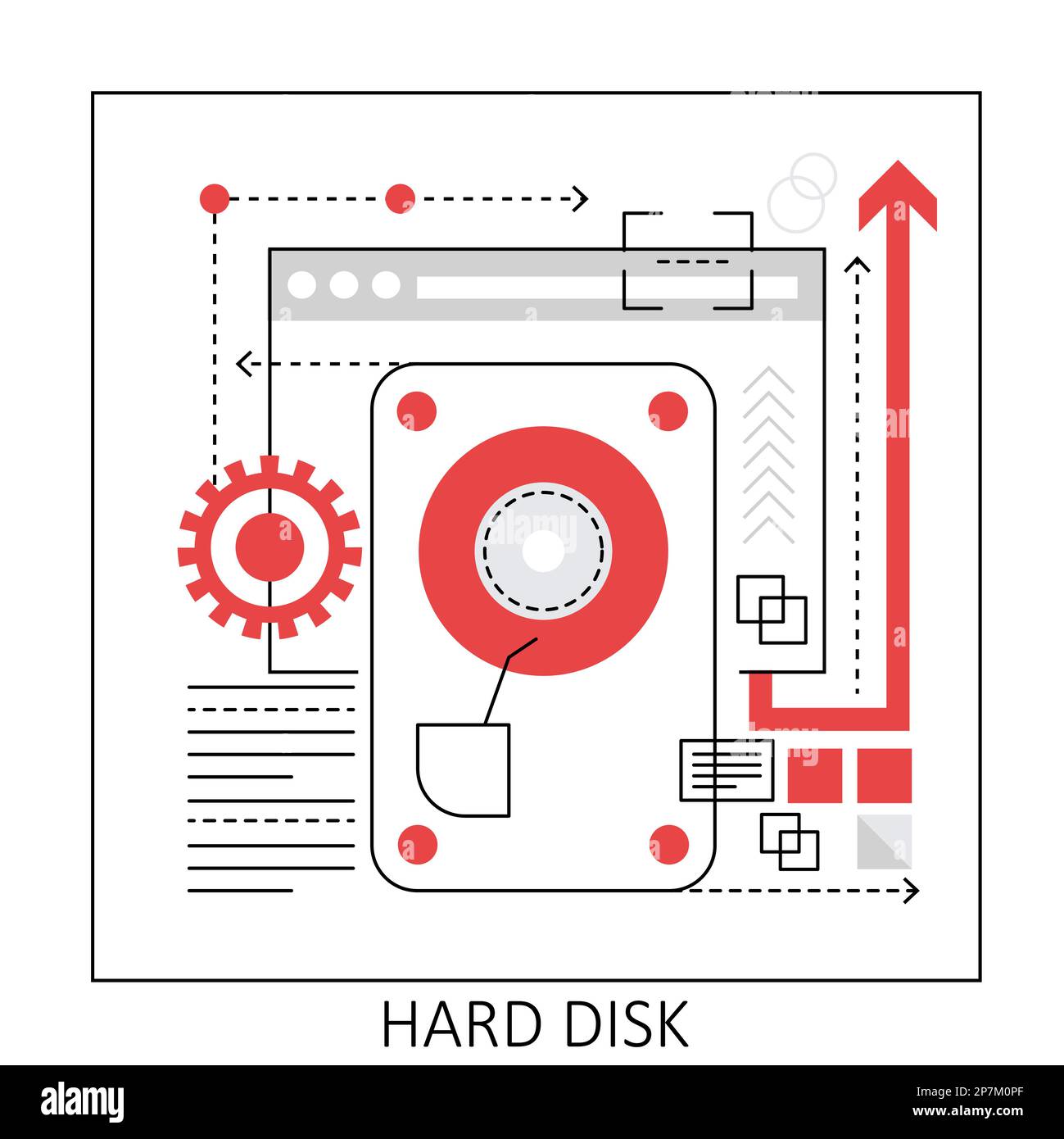 Hard disk drive storage. Cloud computing technology service vector